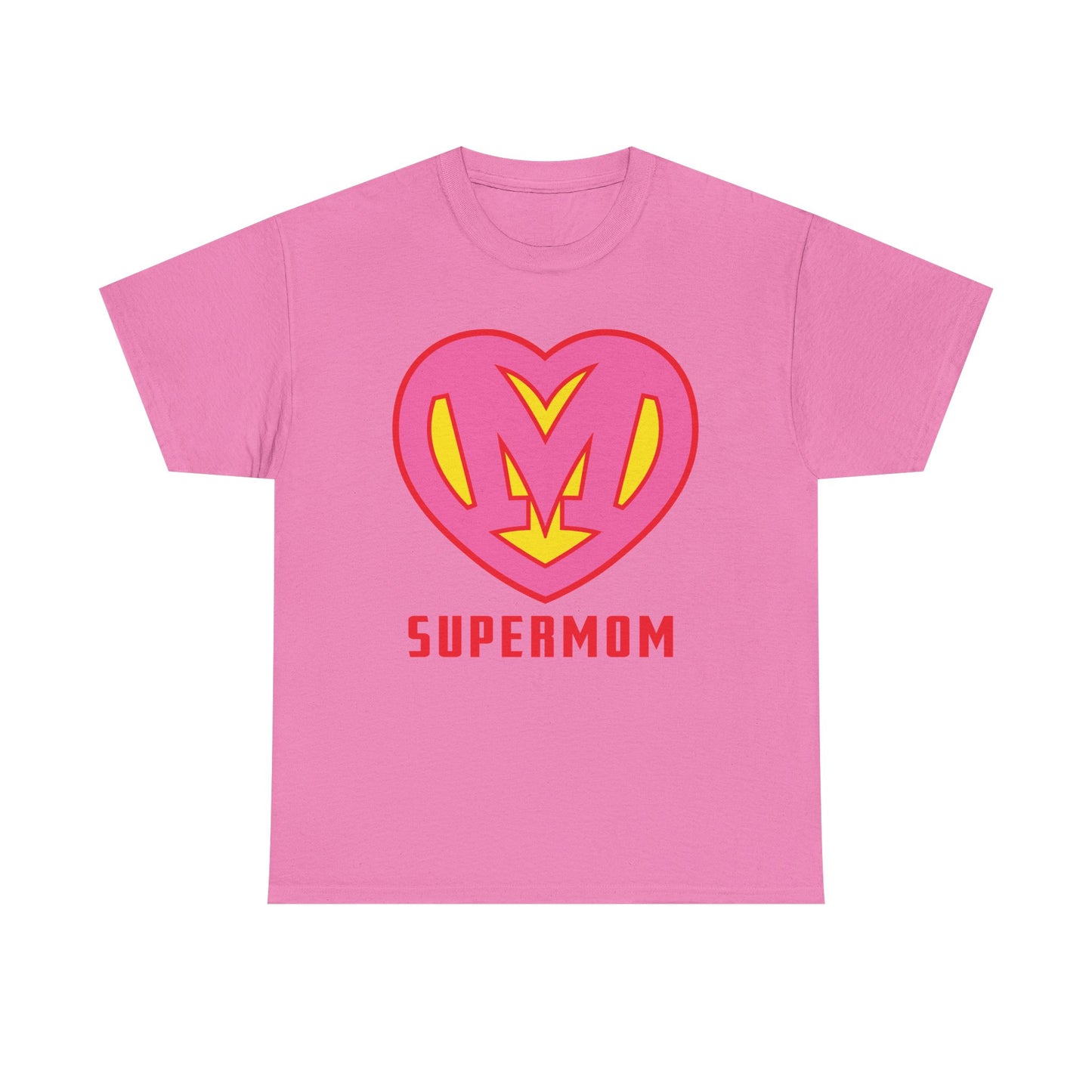 Pink Super Mom 'S' Logo - Custom Heroine Gift, Mother's Day, Shareable! Unisex Heavy Cotton Tee