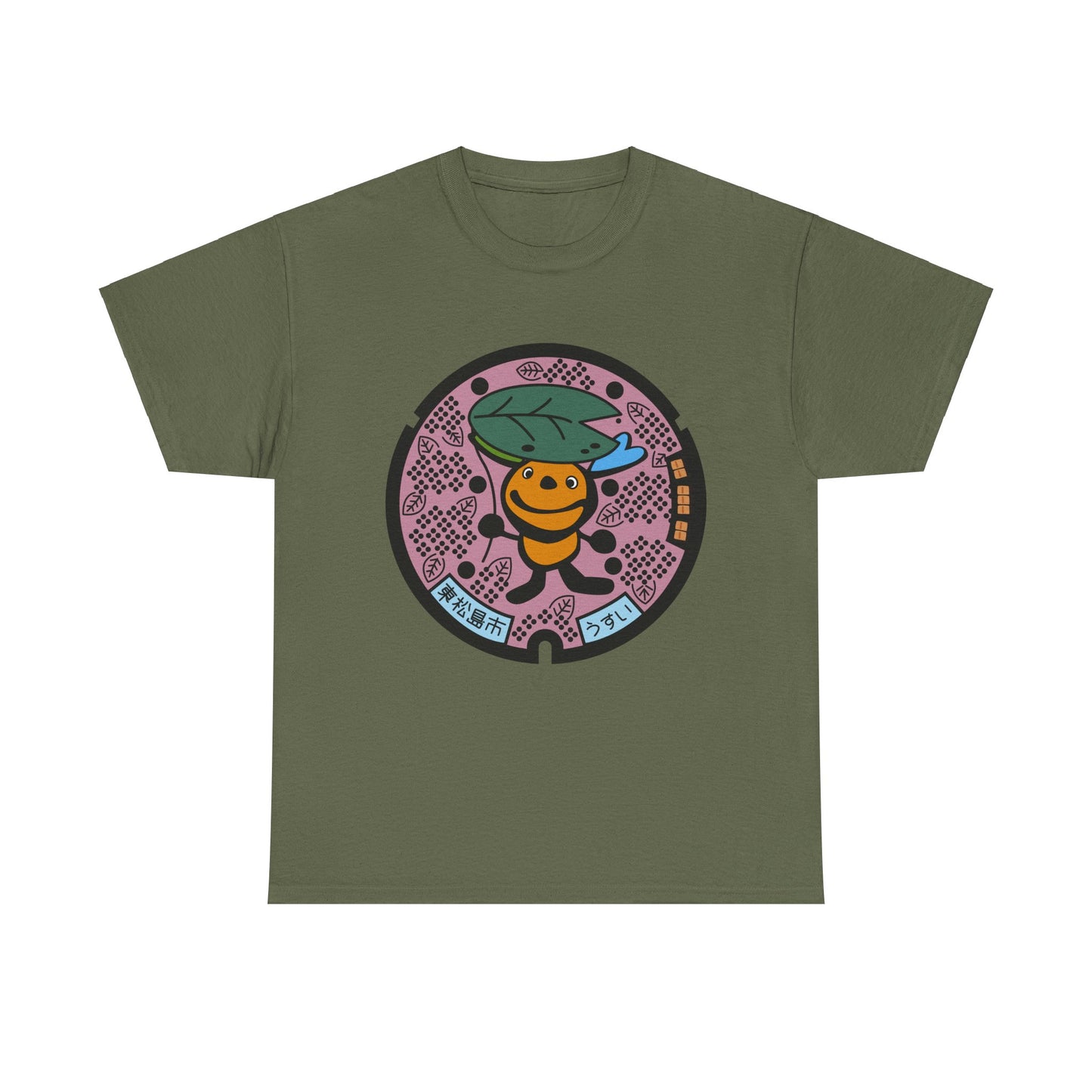Japan Manhole Art Miyagi Ken 宮城県東松島市マンホール Unisex Cotton T-Shirt