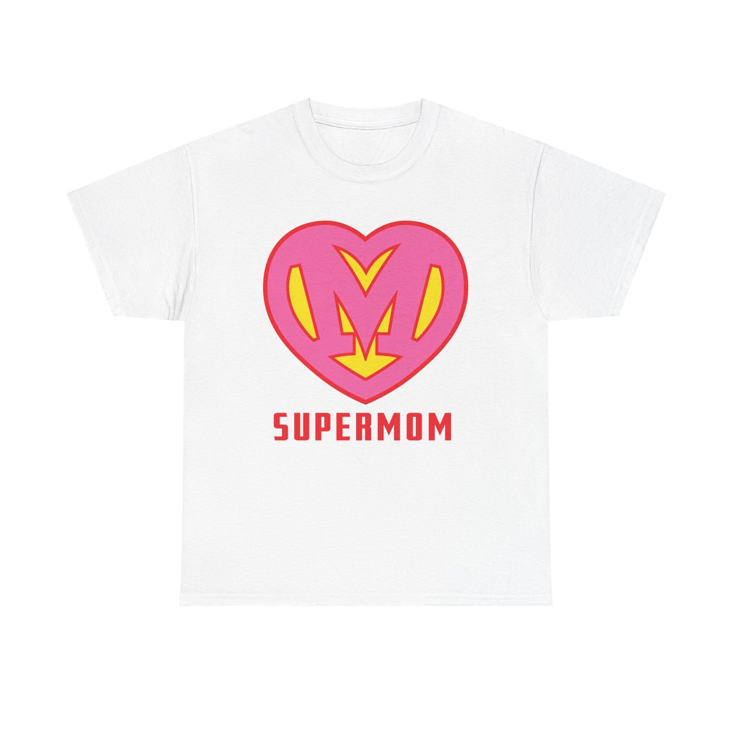 Pink Super Mom 'S' Logo - Custom Heroine Gift, Mother's Day, Shareable! Unisex Heavy Cotton Tee