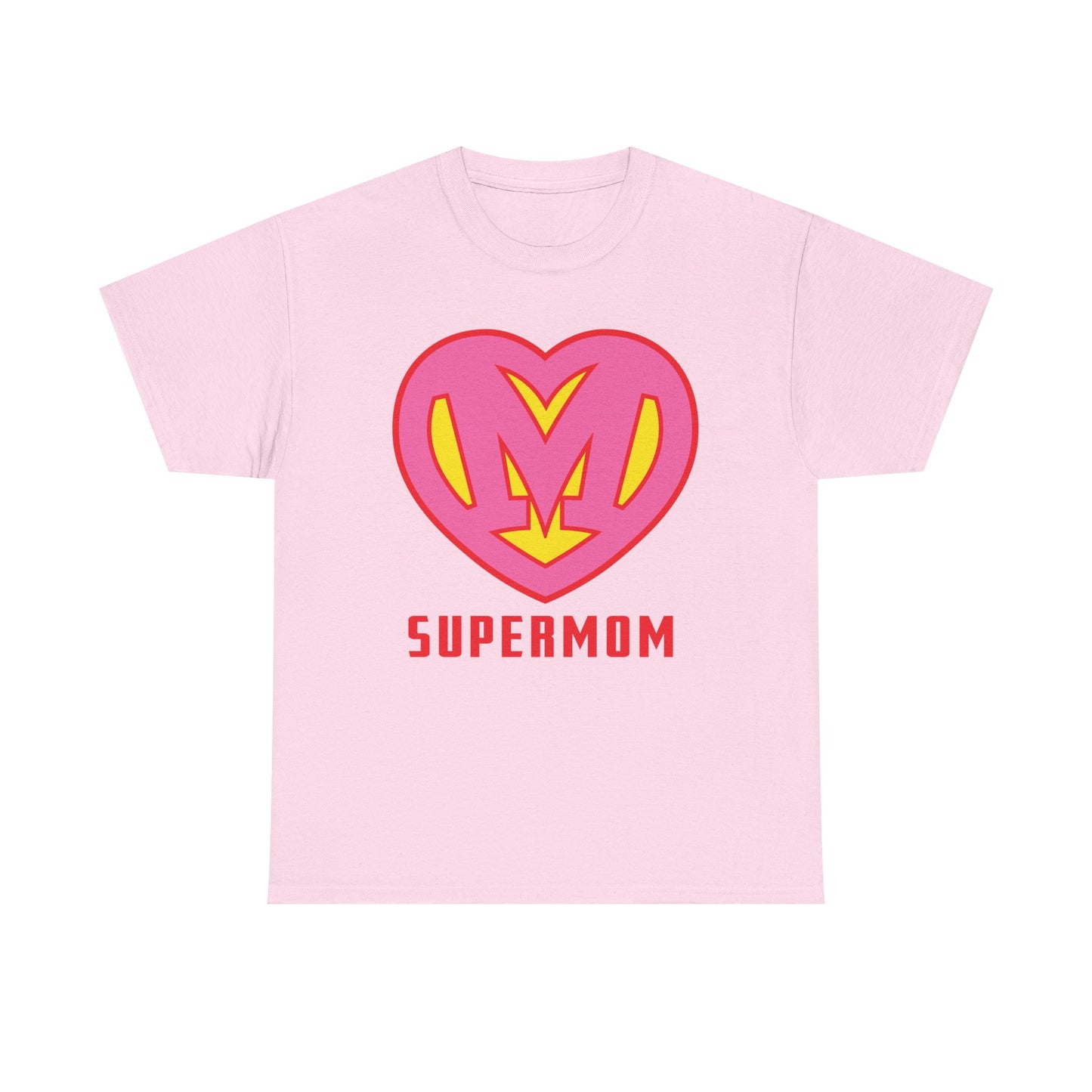 Pink Super Mom 'S' Logo - Custom Heroine Gift, Mother's Day, Shareable! Unisex Heavy Cotton Tee