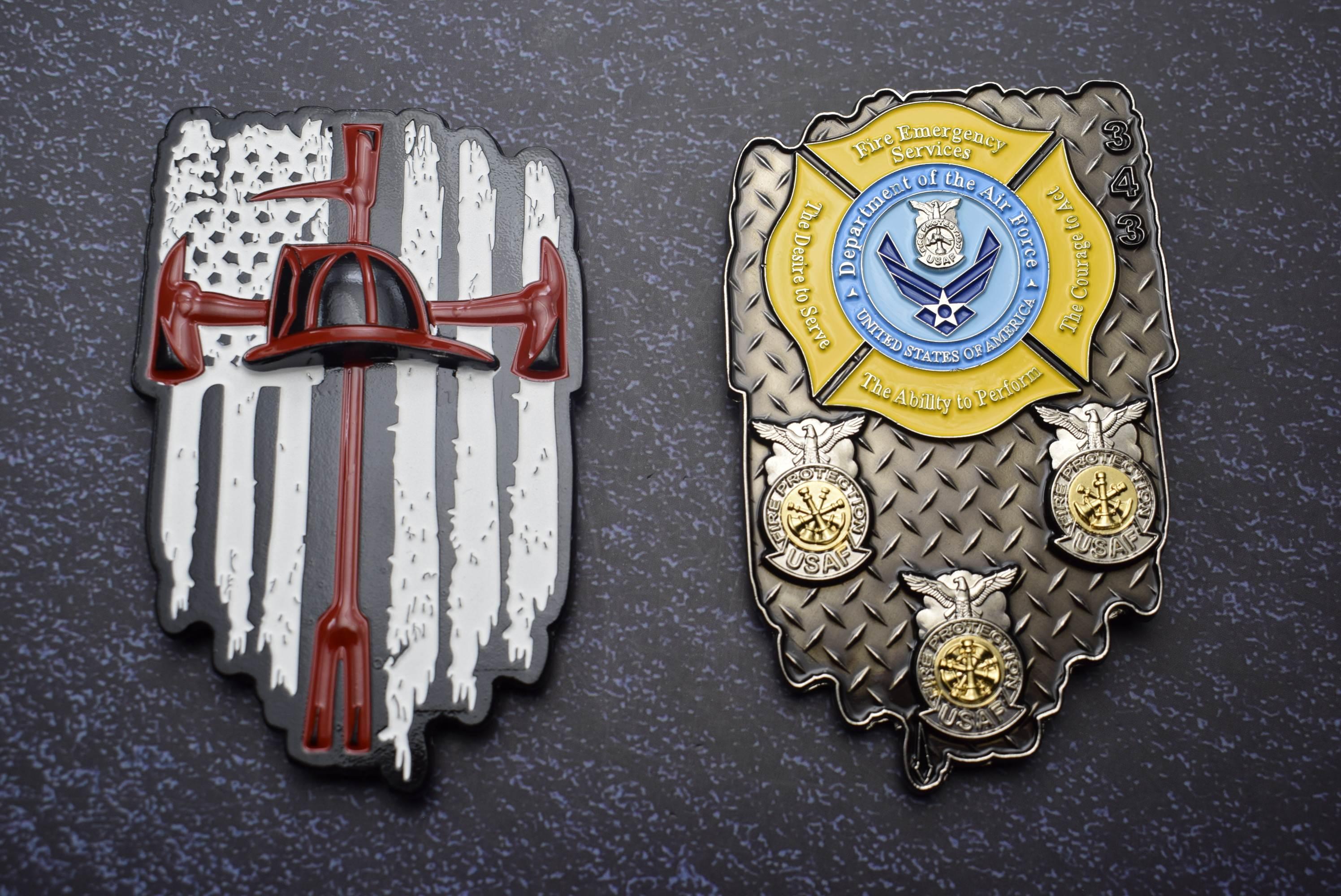 Thin Red Line Air Force Fire Protection Challenage Coin 58 Designs LLC