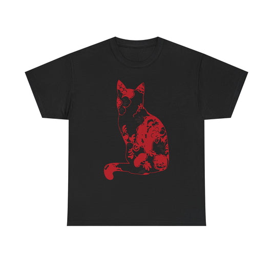 Colorful Japanese Cat Unisex Heavy Cotton Tee