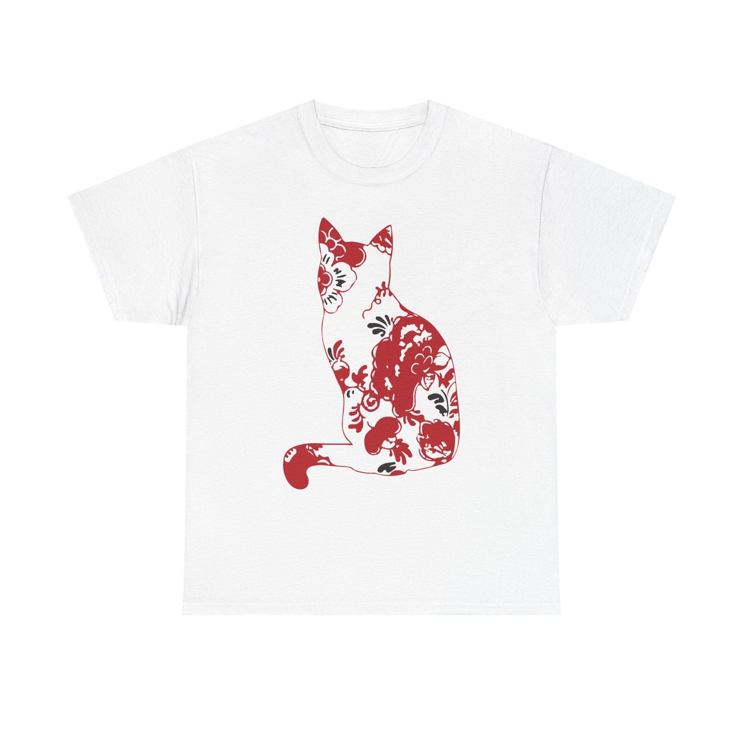 Colorful Japanese Cat Unisex Heavy Cotton Tee