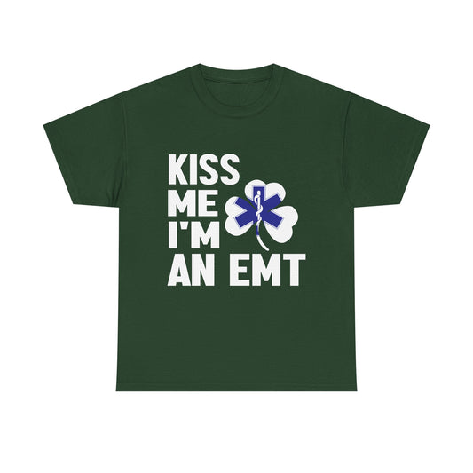 Kiss Me, I'm an EMT! St. Patrick's Day Unisex Heavy Cotton Tee