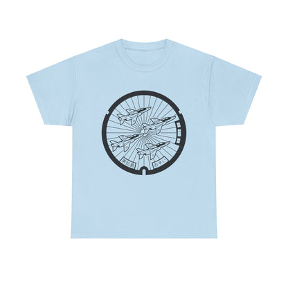 Witness the Blue Impulse Soar: Matushima Air Base Manhole Cover Unisex Heavy Cotton Tee