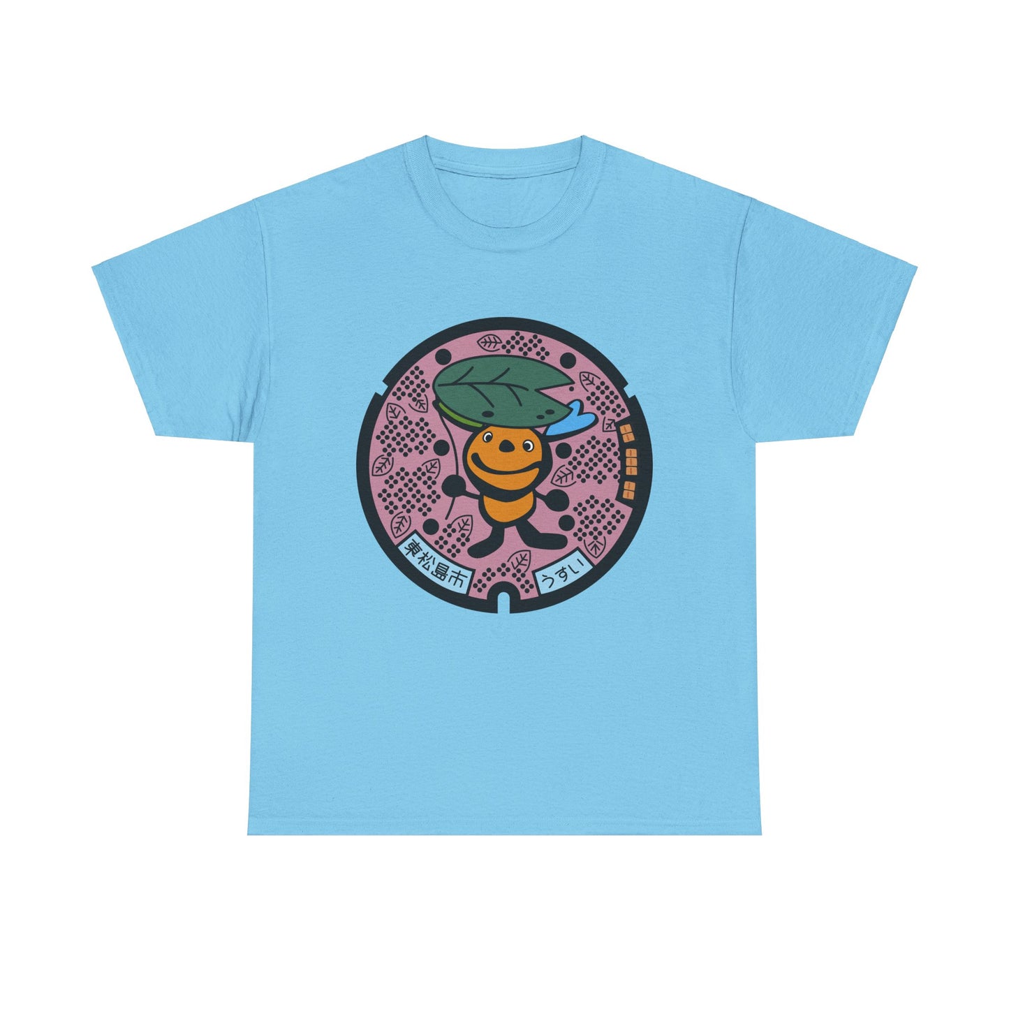 Japan Manhole Art Miyagi Ken 宮城県東松島市マンホール Unisex Cotton T-Shirt