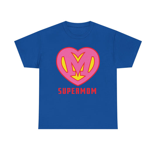 Pink Super Mom 'S' Logo - Custom Heroine Gift, Mother's Day, Shareable! Unisex Heavy Cotton Tee