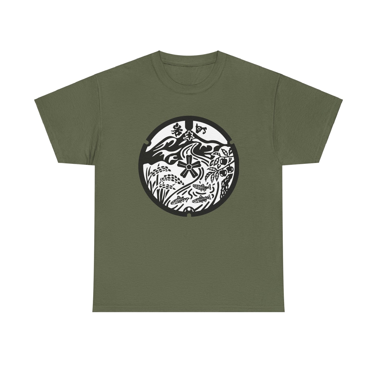 Unveiling Hirosaki's Bounty: A Hirosaki City Manhole Cover  Unisex Heavy Cotton Tee