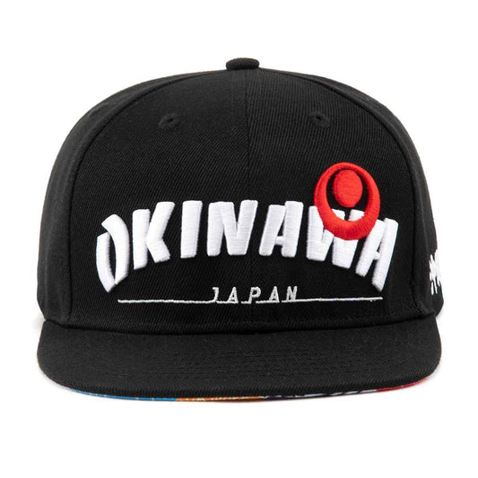 Black Okinawa Embroidered Skate 6 Panel Hat - 58 Designs LLC